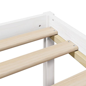 Säng med bokhylla utan madrass vit 160x200cm massiv furu