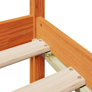 Säng med bokhylla utan madrass vaxbrun 100x200 cm massiv furu