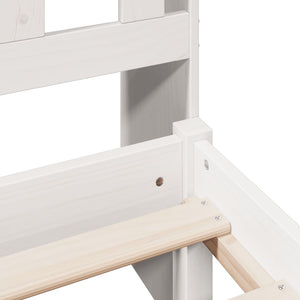 Säng med bokhylla utan madrass vit 135x190cm massiv furu