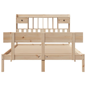 Säng med bokhylla utan madrass 150x200cm massiv furu