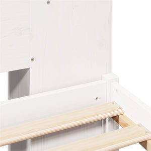 Säng med bokhylla utan madrass vit 200x200cm massiv furu