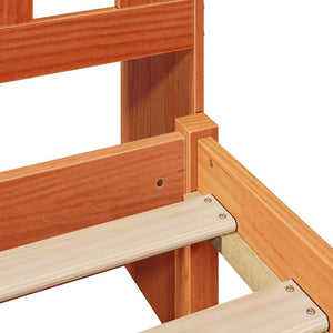 Säng med bokhylla utan madrass vaxbrun 75x190 cm massiv furu