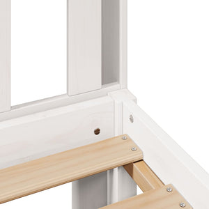 Säng med bokhylla utan madrass vit 150x200 cm massiv furu