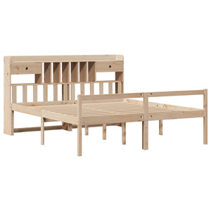 Säng med bokhylla utan madrass 180x200cm massiv furu