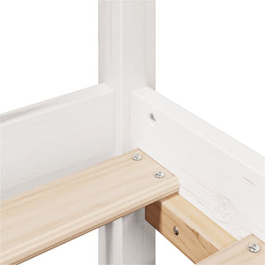 Säng med bokhylla utan madrass vit 150x200cm massiv furu