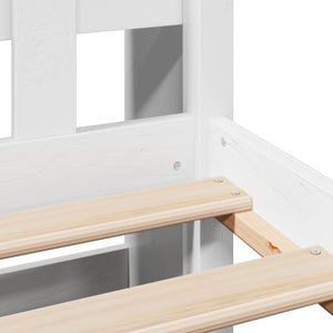 Säng med bokhylla utan madrass vit 160x200cm massiv furu