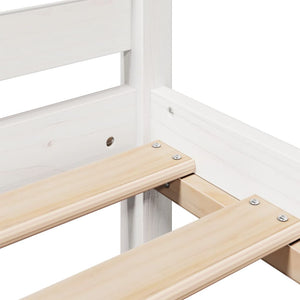 Säng med bokhylla utan madrass vit 150x200cm massiv furu