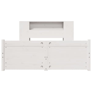 Säng med bokhylla utan madrass vit 160x200cm massiv furu