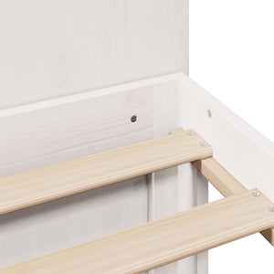 Säng med bokhylla utan madrass vit 140x190cm massiv furu