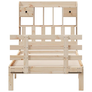 Säng med bokhylla utan madrass 100x200cm massiv furu