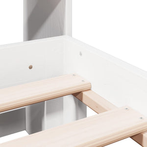 Säng med bokhylla utan madrass vit 150x200cm massiv furu