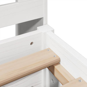 Säng med bokhylla utan madrass vit 180x200cm massiv furu