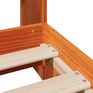 Sängram utan madrass vaxbrun 75x190 cm massiv furu