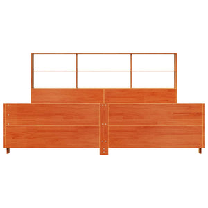 Sängram utan madrass vaxbrun 200x200 cm massiv furu