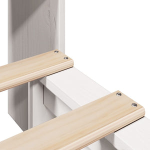 Säng med bokhylla utan madrass vit 75x190 cm massiv trä