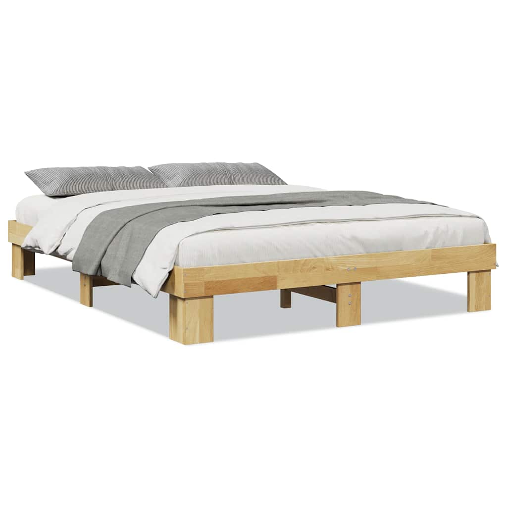 Sängram utan madrass 135x190 cm massivt trä ek