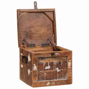 Förvaringslåda med lagring med dörr Brun Massivt mangoträ