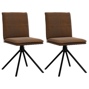 Matstol brunt läderimitation i mocka