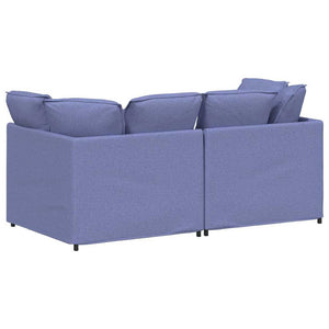 Modulsoffa med kuddar tyg jeans blå