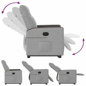 Elektrisk reclinerfåtölj med uppresningshjälp molngrå tyg