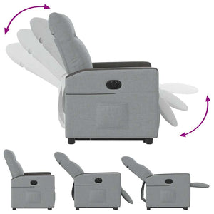 Elektrisk reclinerfåtölj med uppresningshjälp ljusgrå tyg