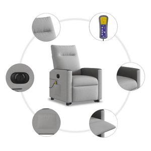 Elektrisk massagefåtölj med uppresningshjälp molngrå tyg