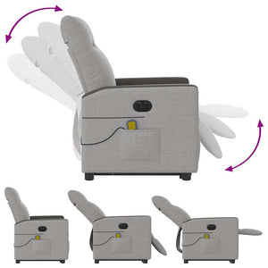 Elektrisk massagefåtölj med uppresningshjälp molngrå tyg