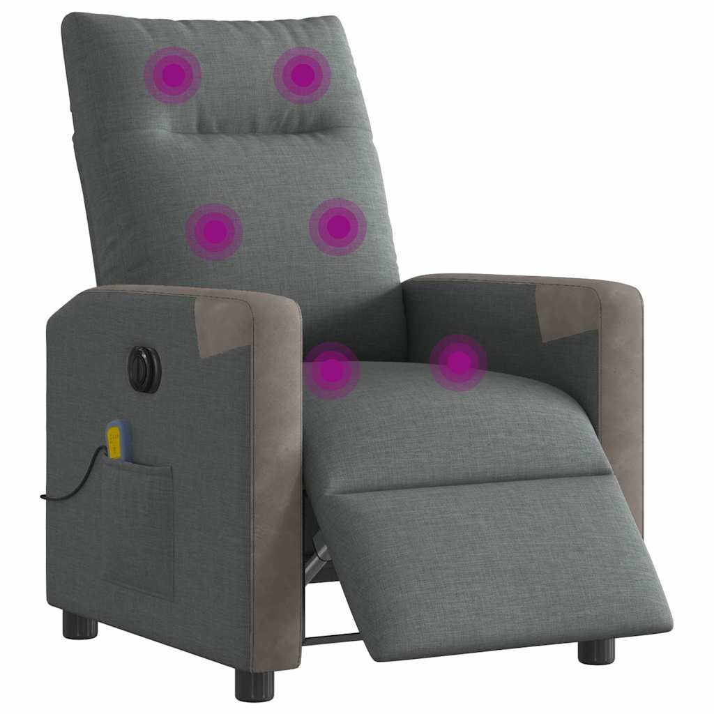 Elektrisk massagefåtölj mörkgrå tyg