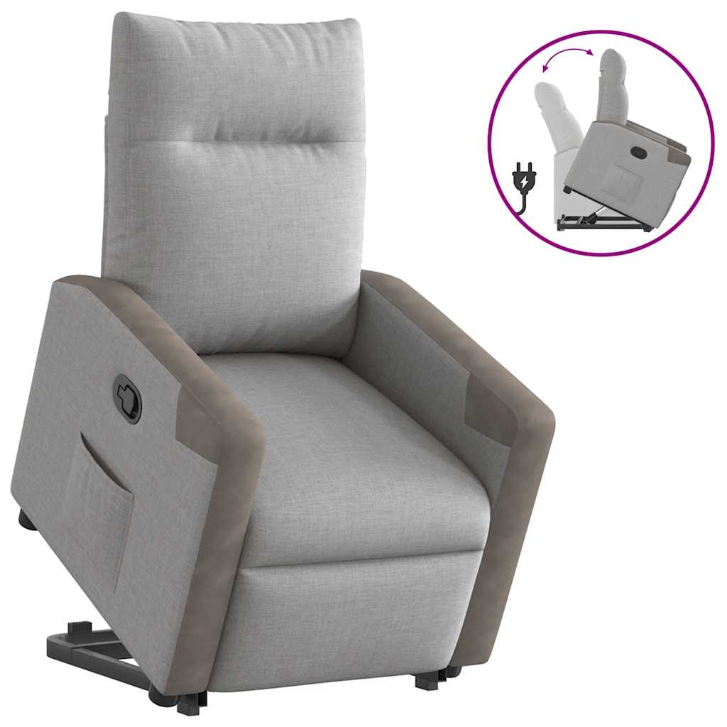 Reclinerfåtölj med uppresningshjälp molngrå tyg