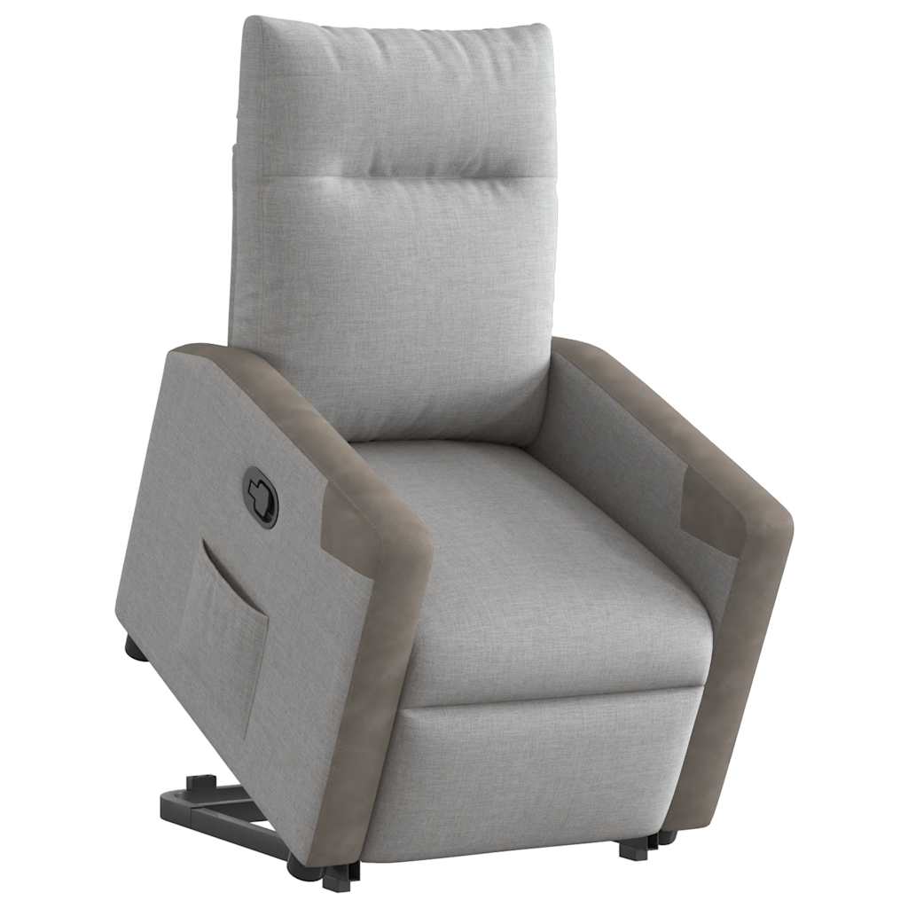 Reclinerfåtölj med uppresningshjälp molngrå tyg