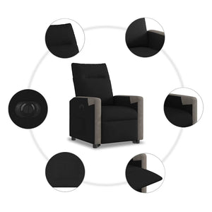 Elektrisk reclinerfåtölj med uppresningshjälp svart tyg