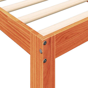 Säng med bokhylla utan madrass vaxbrun 75x190 cm massiv furu