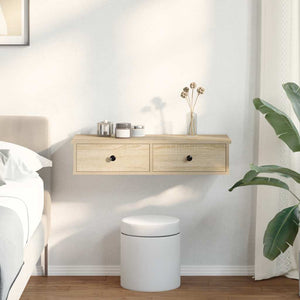 Vägghylla med lådor sonoma-ek 80x34x17 cm konstruerat trä