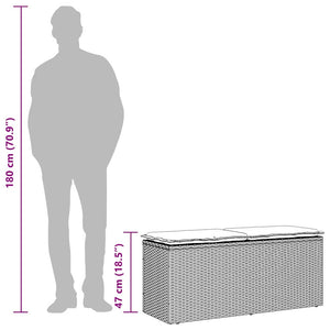 Trädgårdsbänk med dyna beige 110x40x44 cm konstrotting