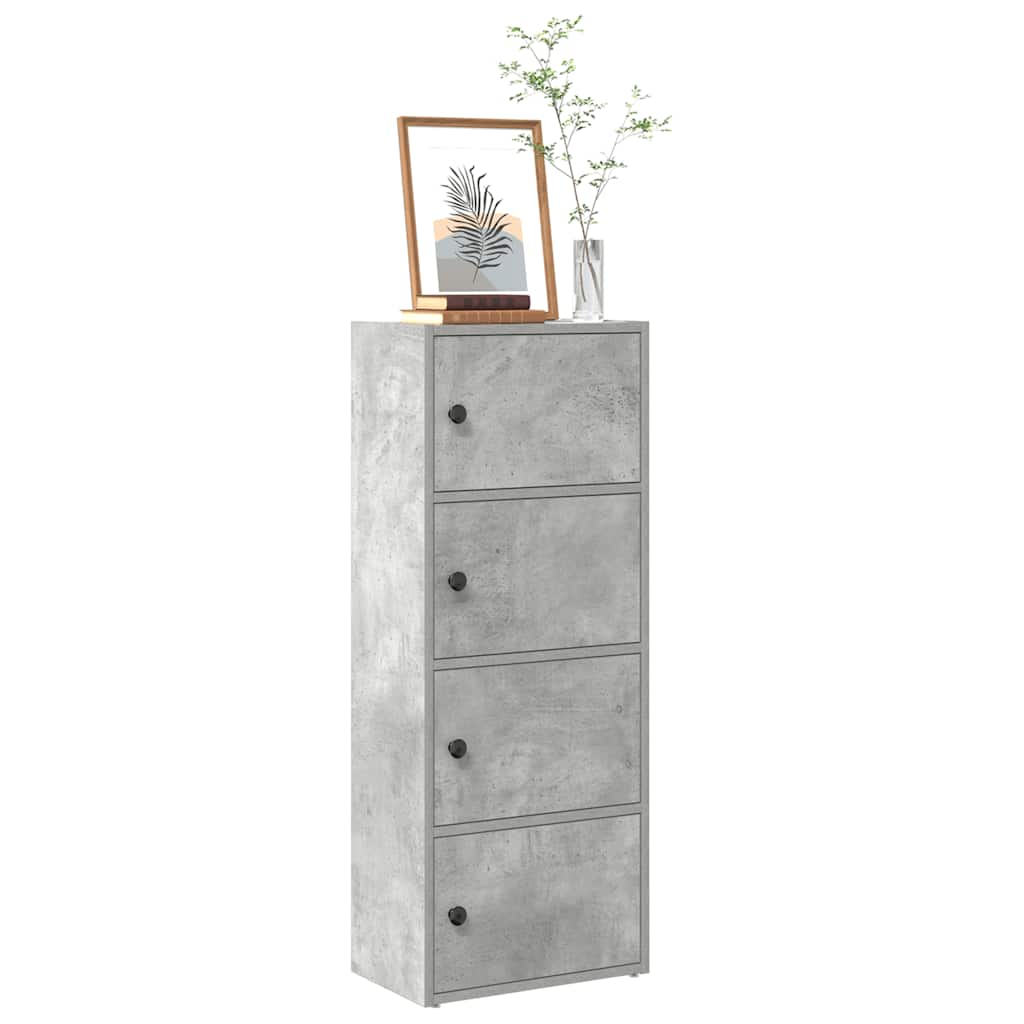 Bokhylla betonggrå 40x24x102 cm konstruerat trä