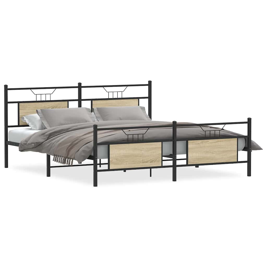 Sängram utan madrass metall sonoma-ek 183x213 cm