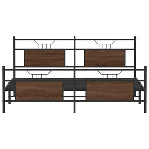 Sängram utan madrass metall brun ek 183x213 cm