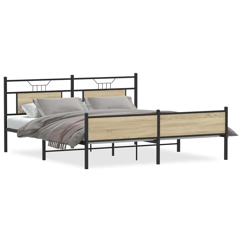 Sängram utan madrass metall sonoma-ek 160x200 cm