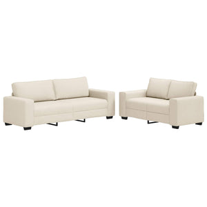 Soffa 2 pcs Beige Linnenblandad tyg