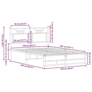 Sängram utan madrass sonoma-ek 120x200 cm konstruerad trä