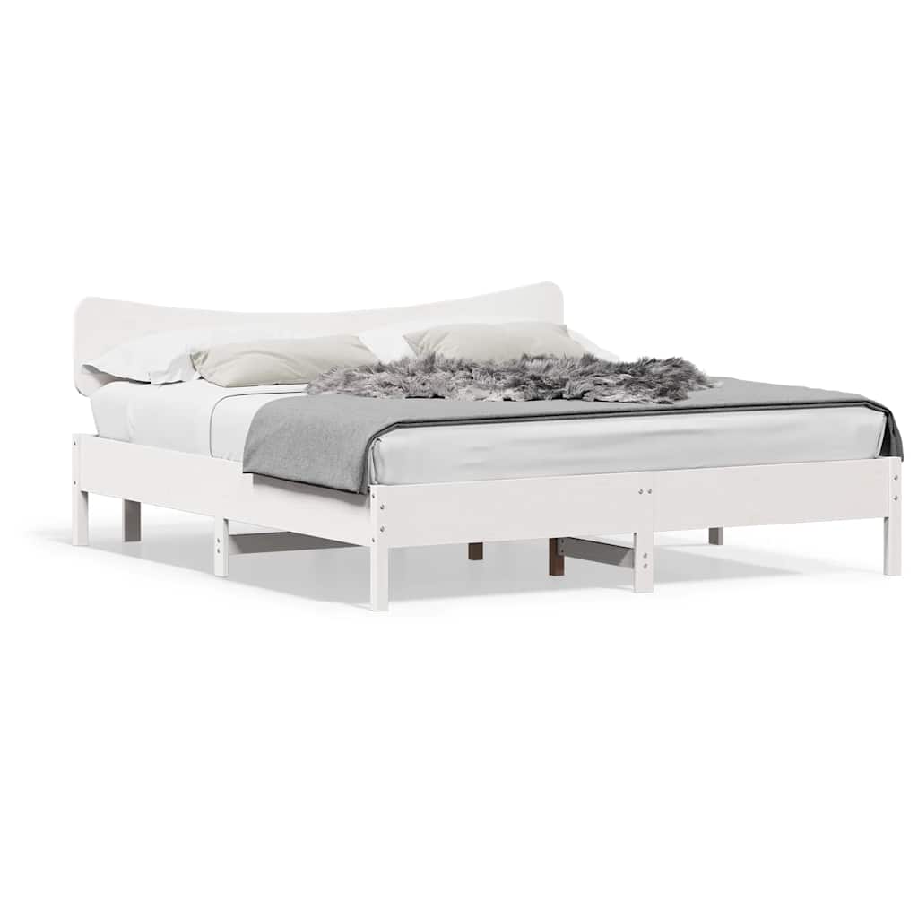 Sängram utan madrass vit 180x200 cm massiv furu