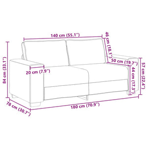 Soffa 2-sits brun 140 cm sammet