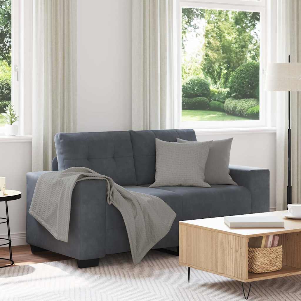 Loveseat soffa mörkgrå 160x77x82 cm sammet