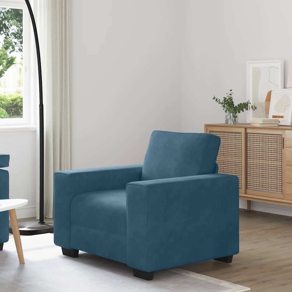 Soffstol blå 100x77x82 cm sammet