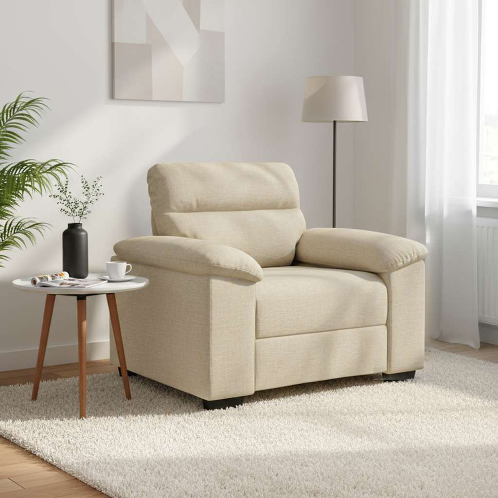 Soffstol gräddvit 100x81x84 cm tyg