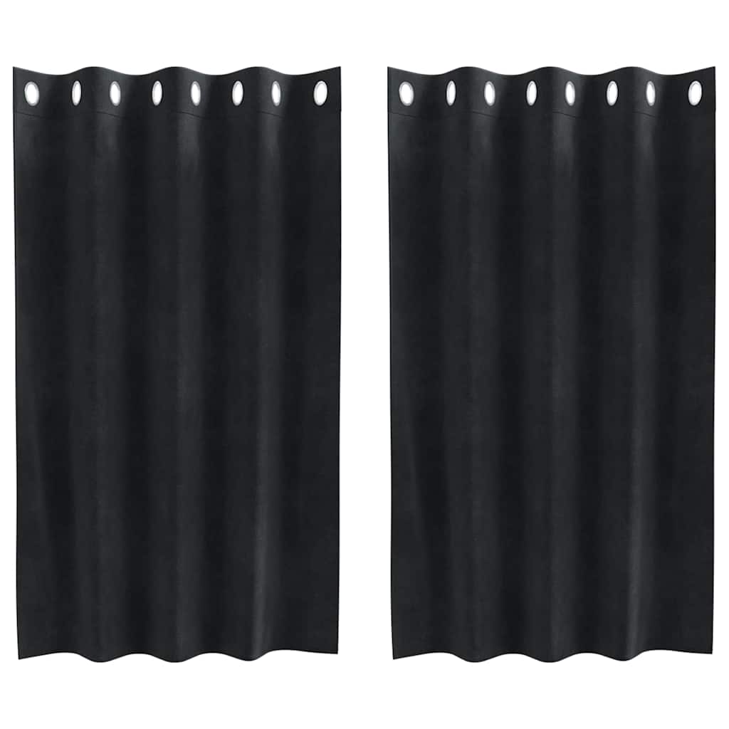 Mörkläggningsgardiner 2 st Svart 140 x 140 cm Sammet