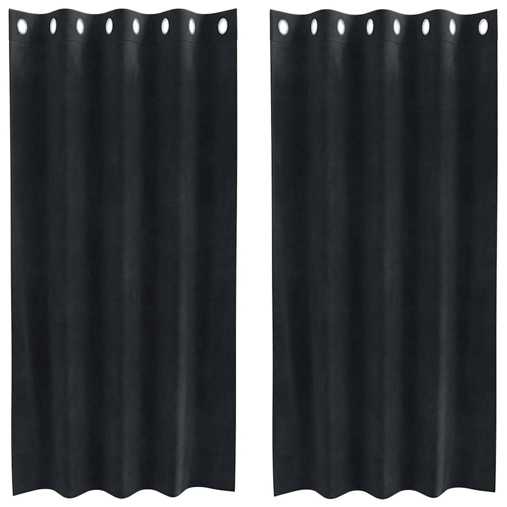 Mörkläggningsgardiner 2 st Svart 140 x 175 cm Sammet