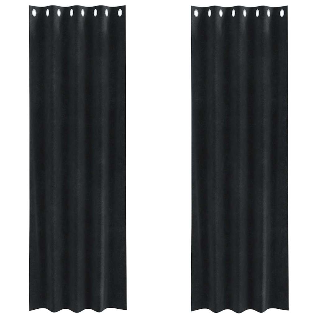 Mörkläggningsgardiner 2 st Svart 140 x 245 cm Sammet