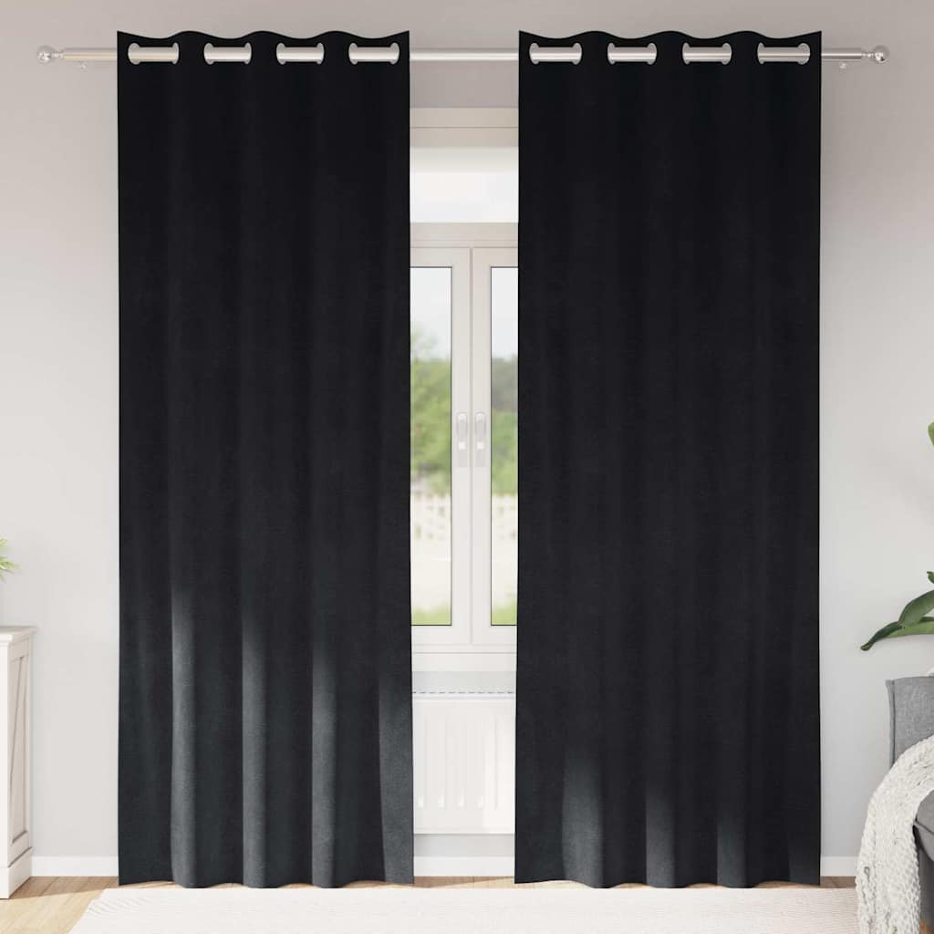 Mörkläggningsgardiner 2 st Svart 140 x 260 cm Sammet