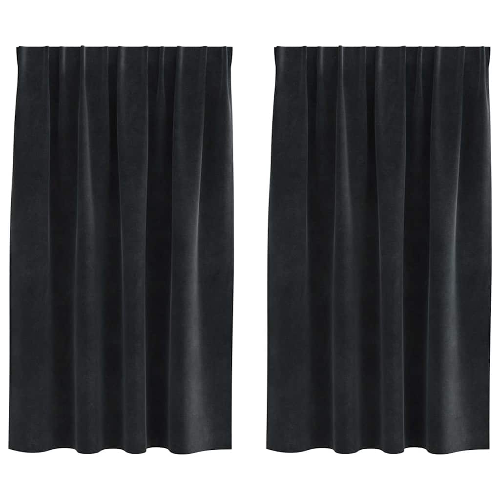 Mörkläggningsgardiner 2 st Svart 140 x 140 cm Sammet